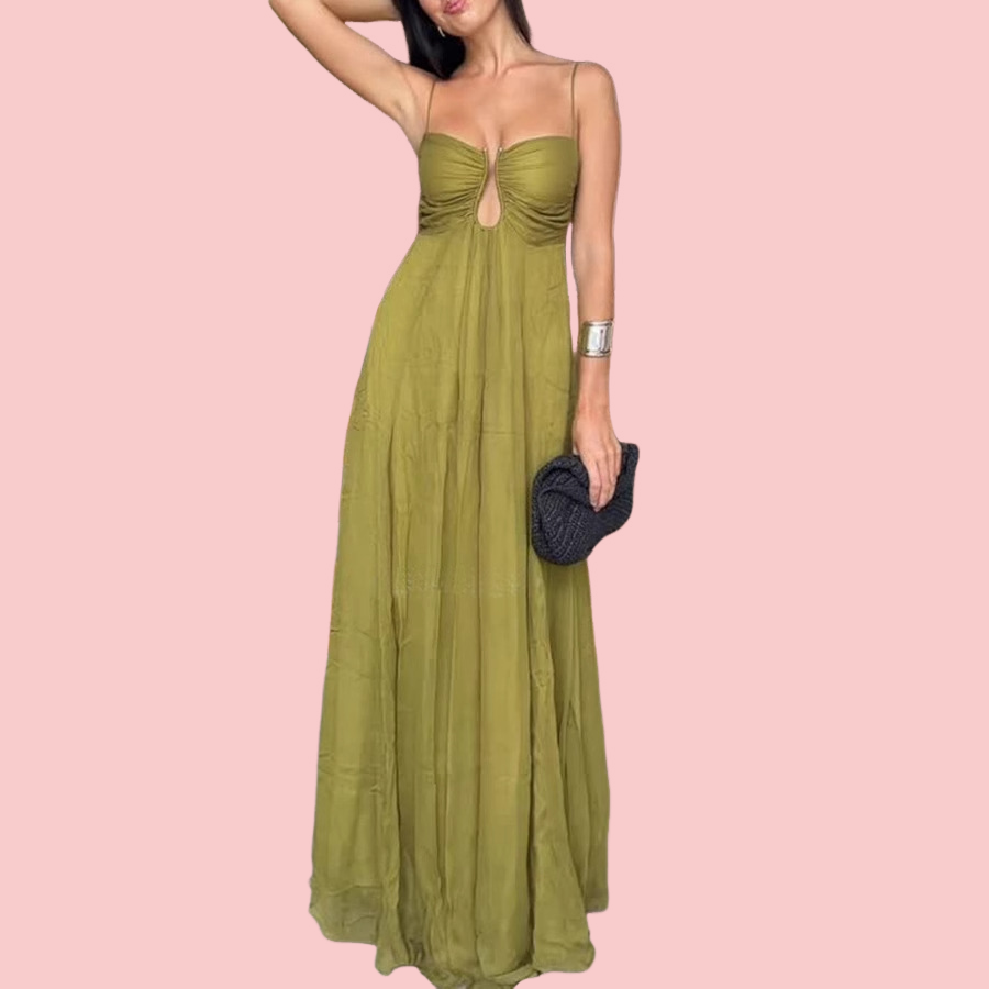 Green Halter Cutout Maxi Dress