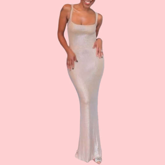 Halter Diamond Backless Maxi Dress