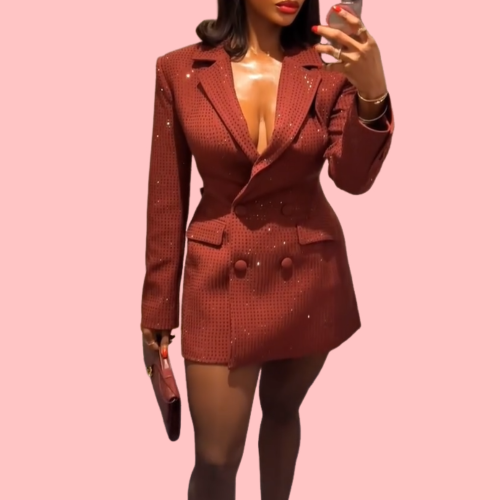 Red Rhinestone Blazer Dress