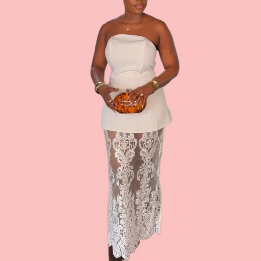 White Lace Sheath Maxi Dress