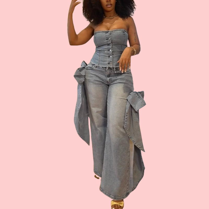 Double Side Bow Jeans