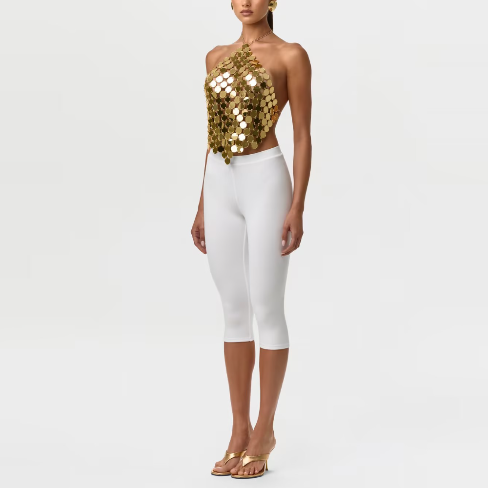 Gold Sequin Strapless Top