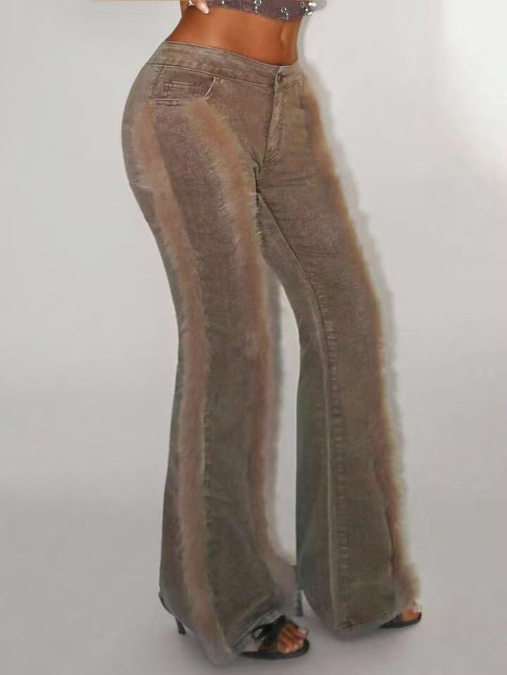 Faux Fur-Trimmed Jeans