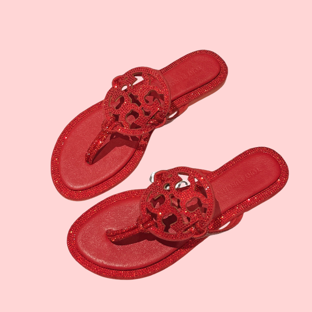 Rhinestone-Embellished Flip-Flops