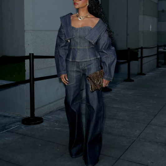 Raw Denim Three-Piece Set