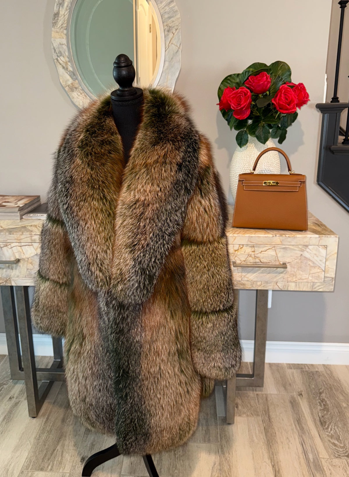 Faux Fur Mid-Length Coat