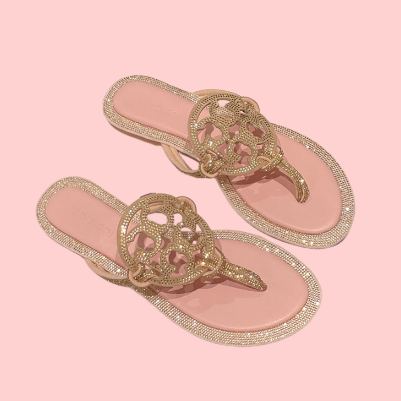 Rhinestone-Embellished Flip-Flops