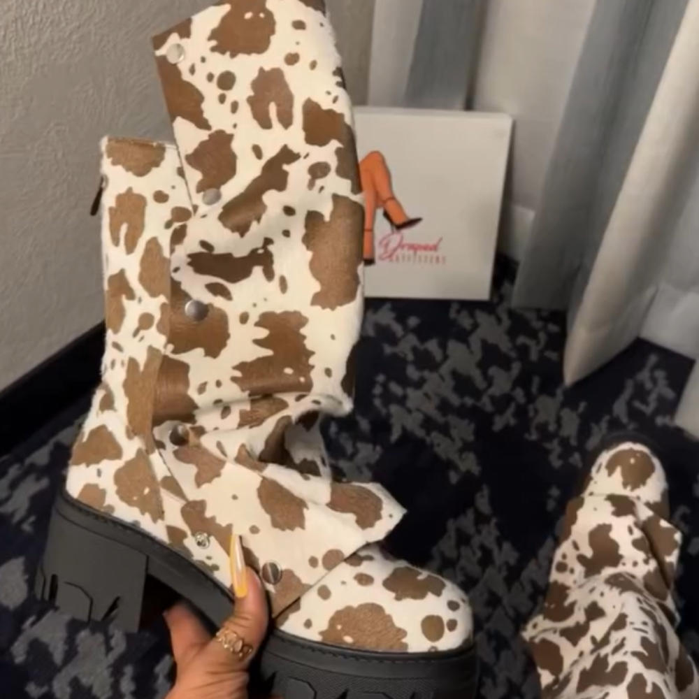 Cowprint High-heel Boots
