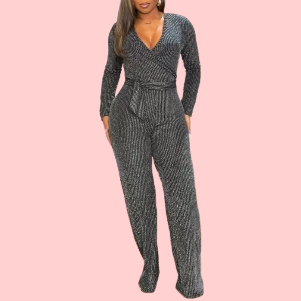 V-Neck Tie-Front Jumpsuit