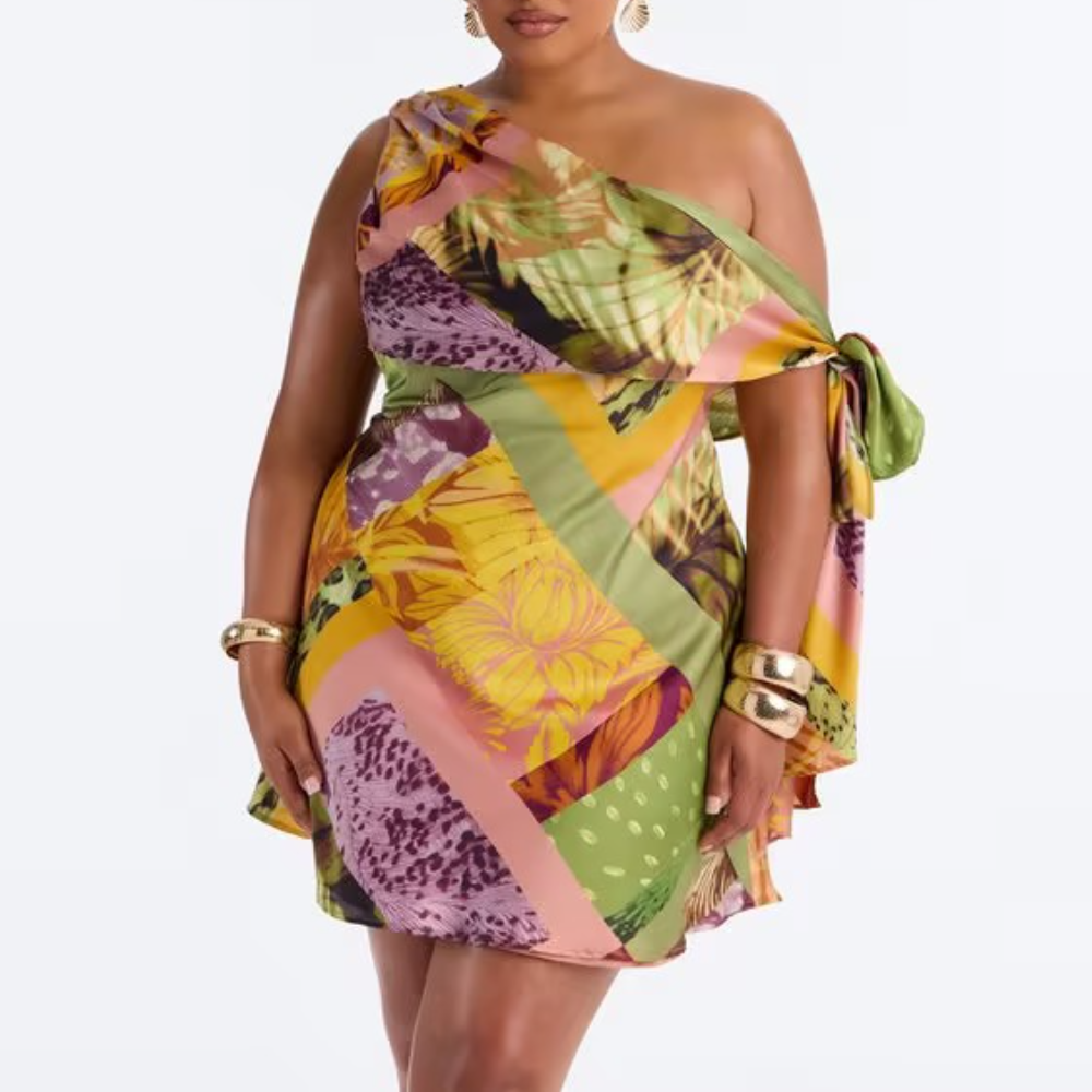 Daydreams Tropical Satin Mini Dress