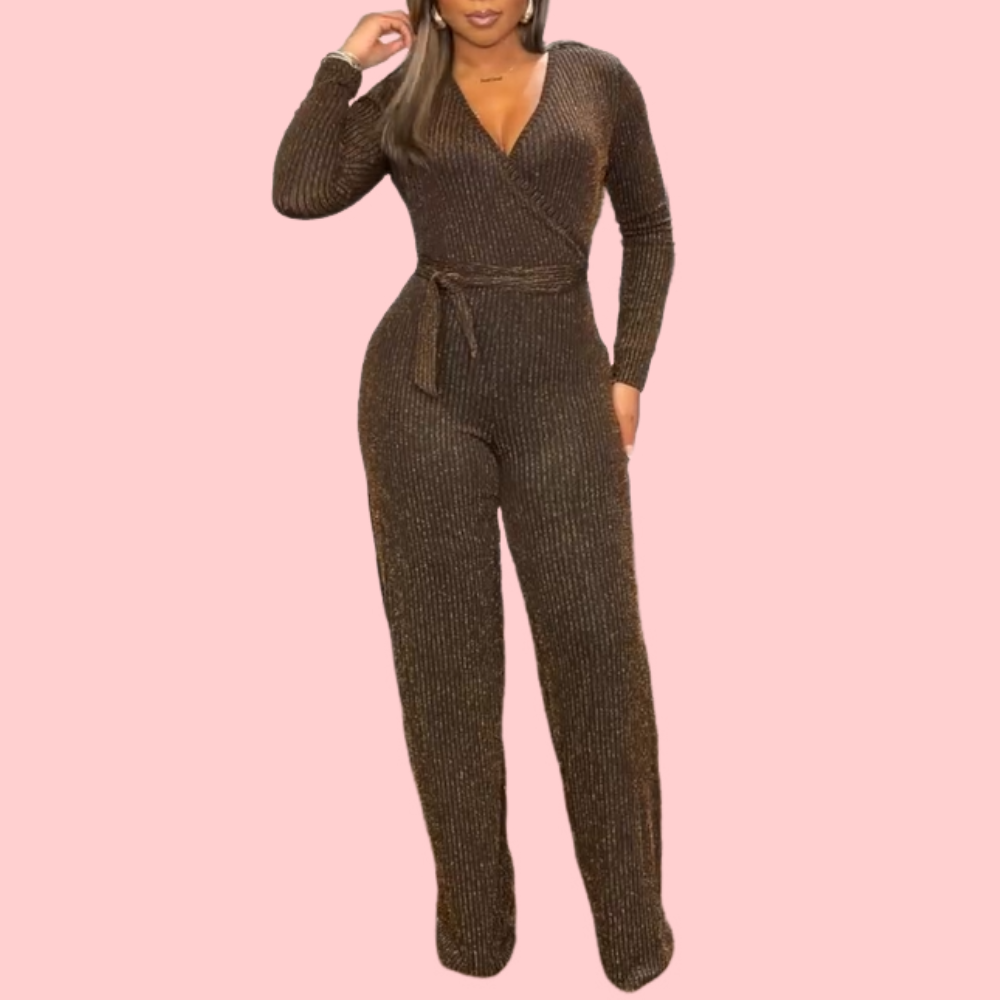 V-Neck Tie-Front Jumpsuit