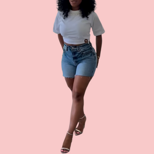 Blue Denim Destroyer Shorts