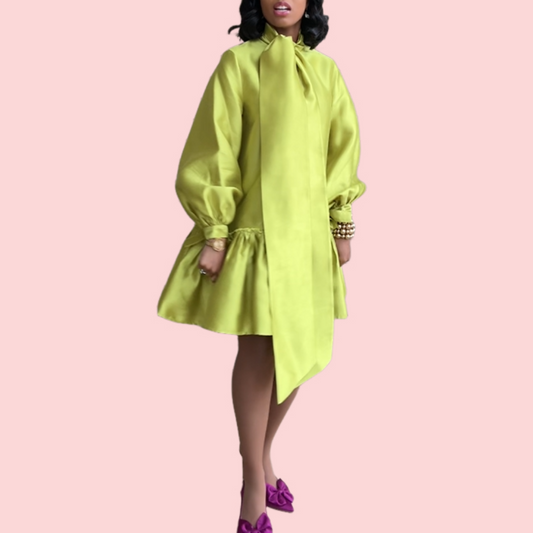 Green Ribbon Mini Dress