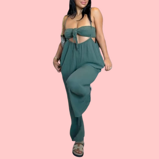 Solid Color Cutout Jumpsuit