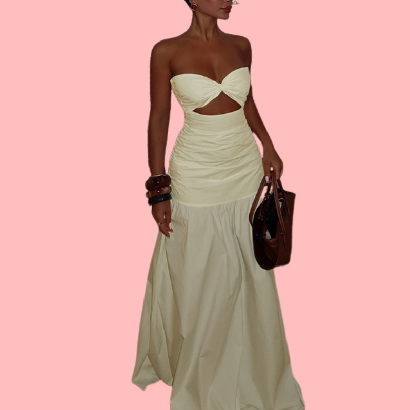 Solid Color Sheath Cutout Maxi Dress