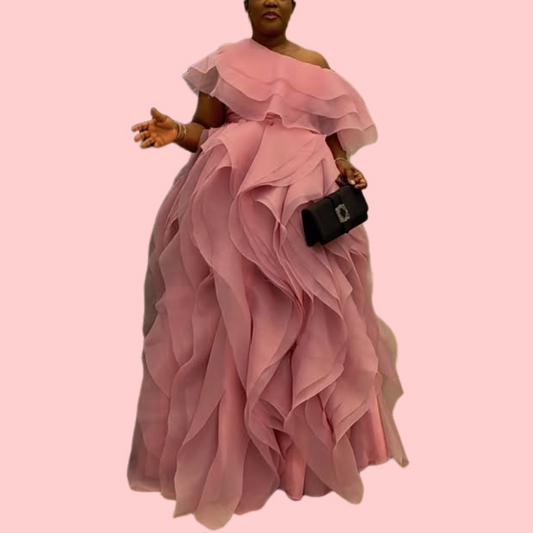 Pink Ruffle Maxi Dress
