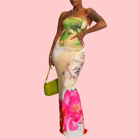 Floral Print Sheath Maxi Dress