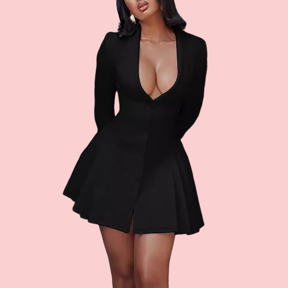 V-Neck Blazer Mini Dress