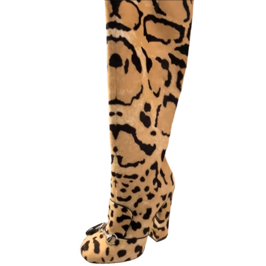 Women's Leopard Print High-Heel Boots