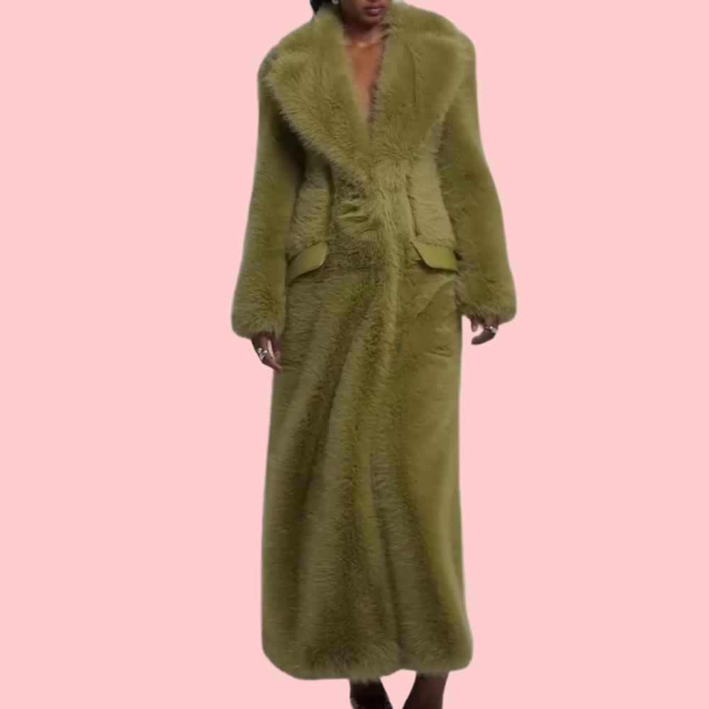 Long Green Fleece Coat
