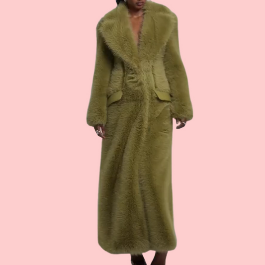 Long Green Fleece Coat