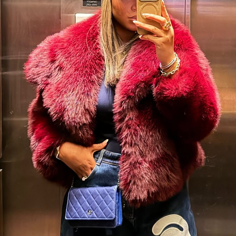 Red Faux Fur Coat