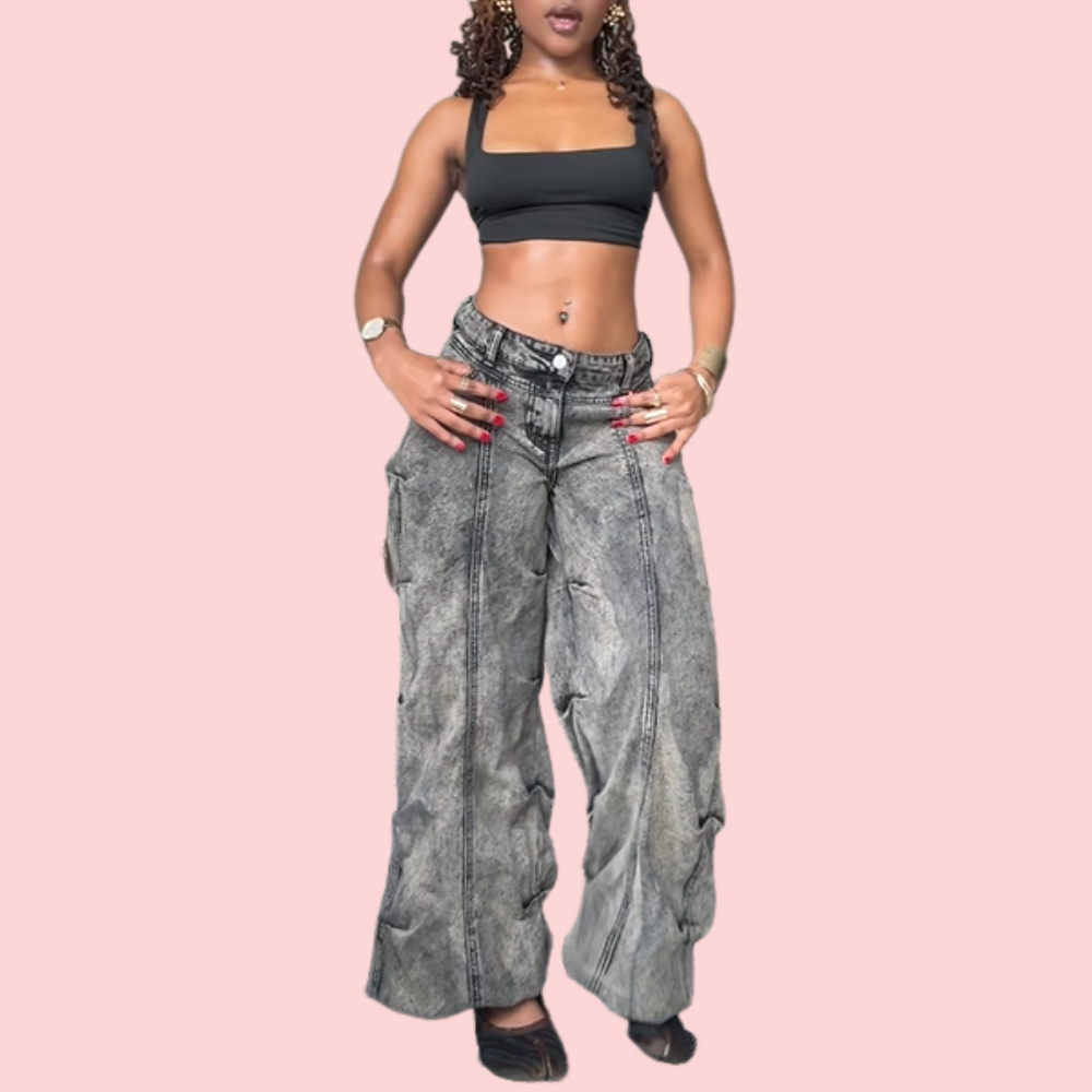 Washed Wide-Leg Jeans