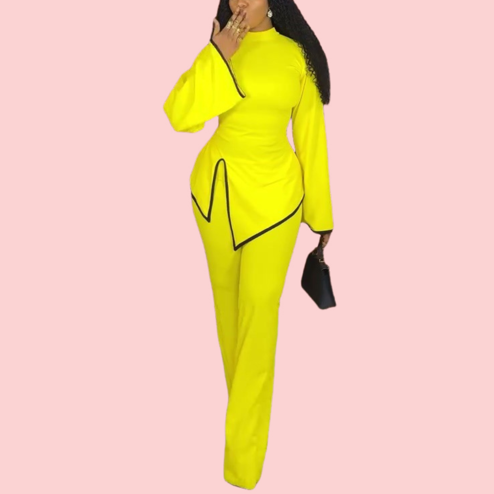 Colored Slimming Long-Sleeve Top & Pants Set