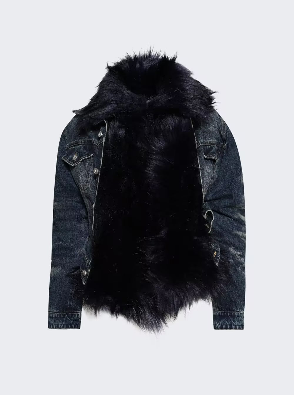 Fur Patchwork Denim Jacket