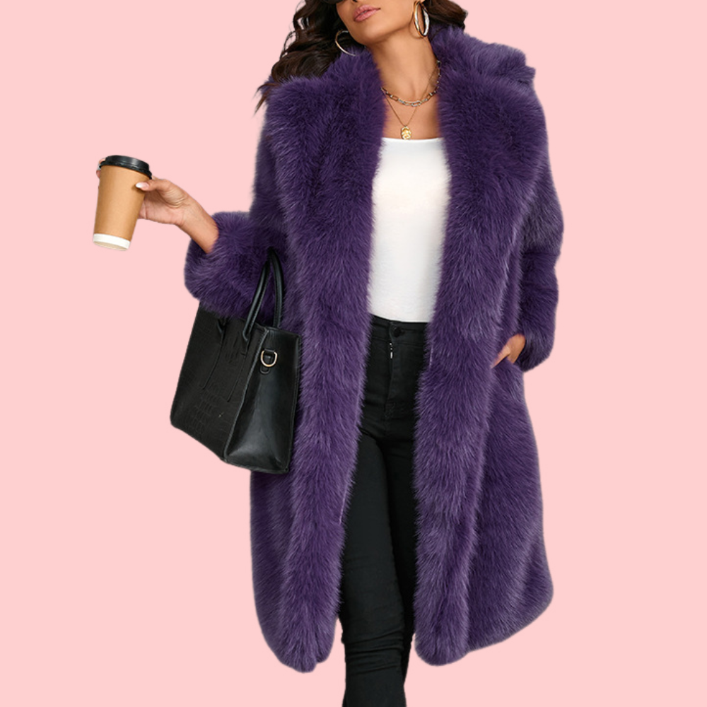 Suit Collar Faux Fur Coat