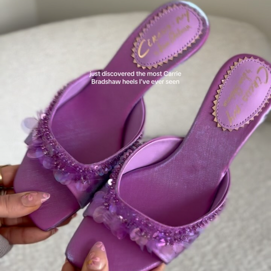 Sequined High Heeled Flip Flops