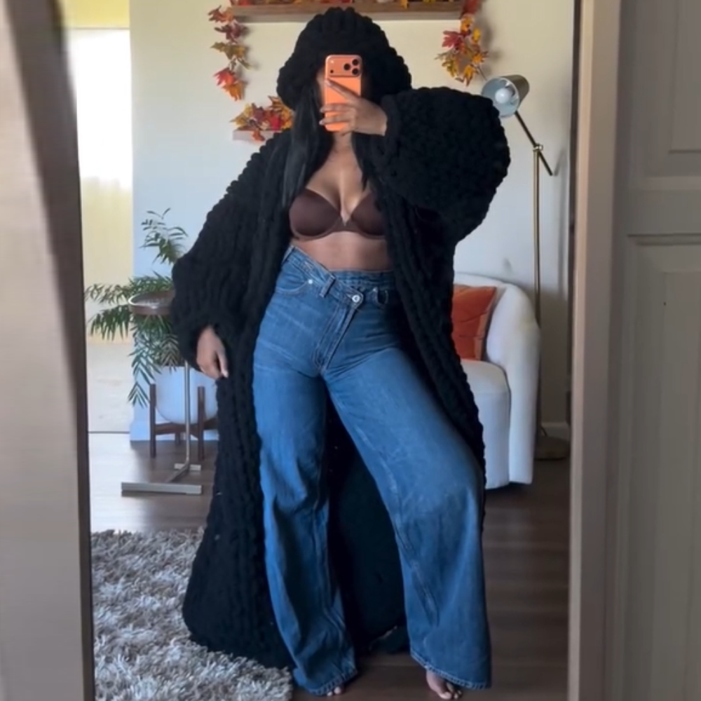 Knit Sweater Coat + Beanie Hat