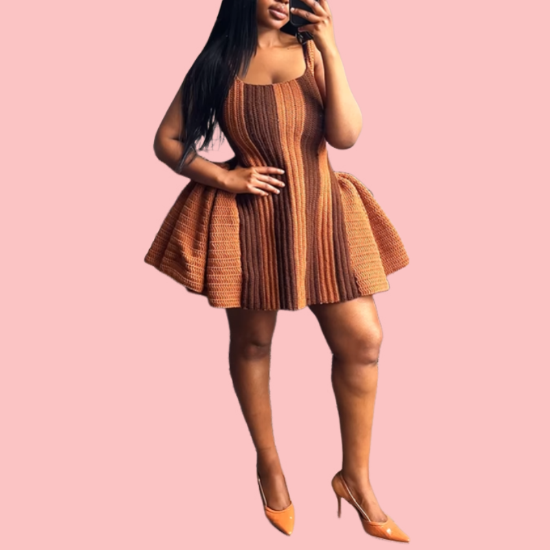 Braided Colorblocked Camisole Mini Dress
