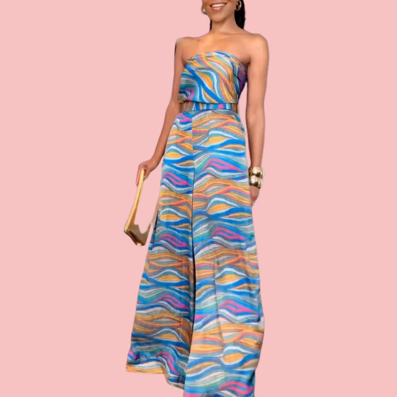 Colorful Striped Sheath Top & Pants Set