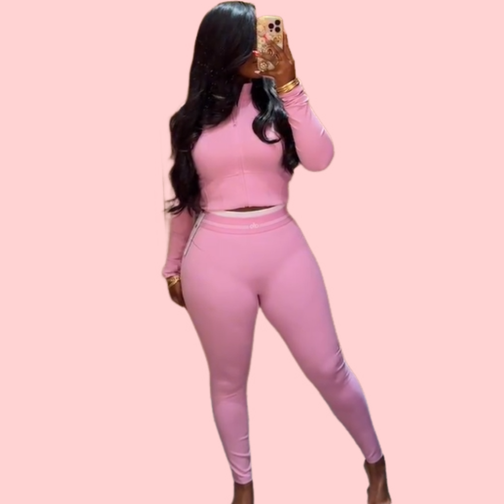 Pink Slim-Fit Two-Piece Set