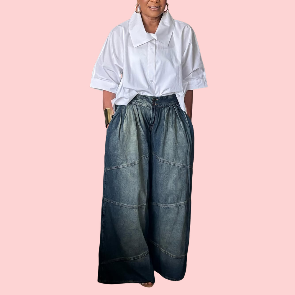 Washed Wide-Leg Jeans
