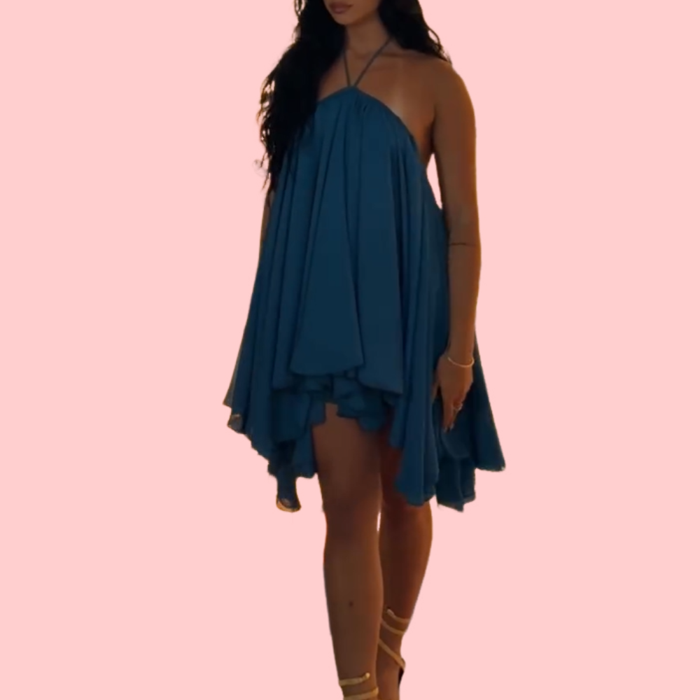 Loose-fitting Tube Neck Mini Dress