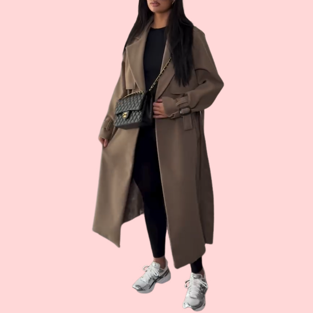 Khaki Oversized Tie-Front Coat