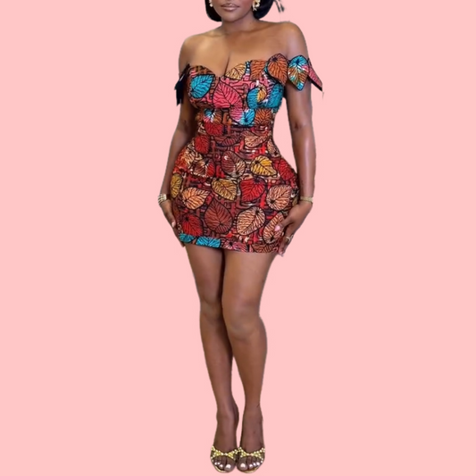 Colorful Leaf Mini Dress