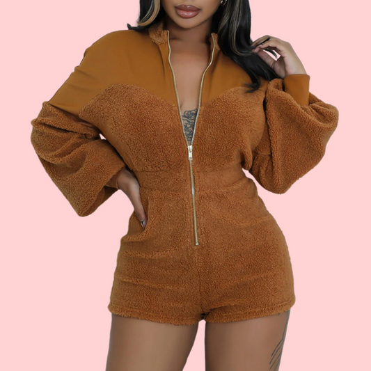 Zipper Fleece Romper