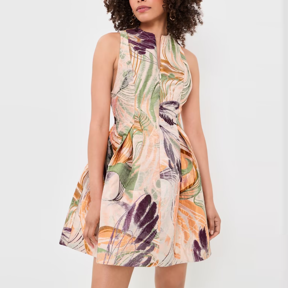 Abstract Oil Painting Print Sleeveless Mini Dress