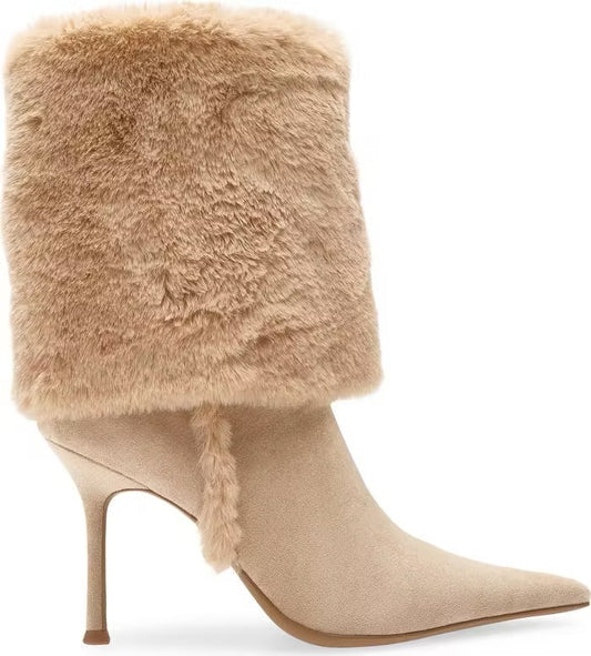 Fur-trimmed Pointed-toe High Heels