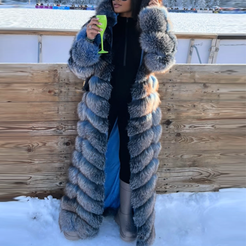 Long Blue Fur Coat