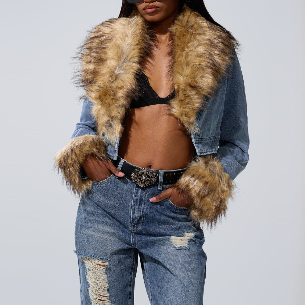 Gisele Cropped Fur Trim Jacket