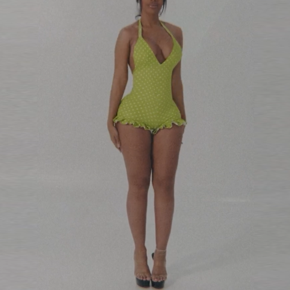 Green Polka Dot Romper