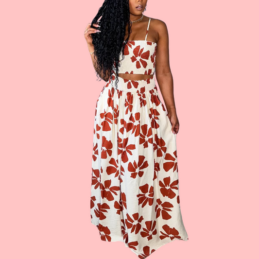 Floral Print Camisole Top & Skirt Set