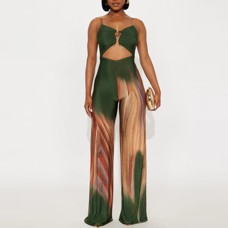 Green Gradient Cut-Out Jumpsuit