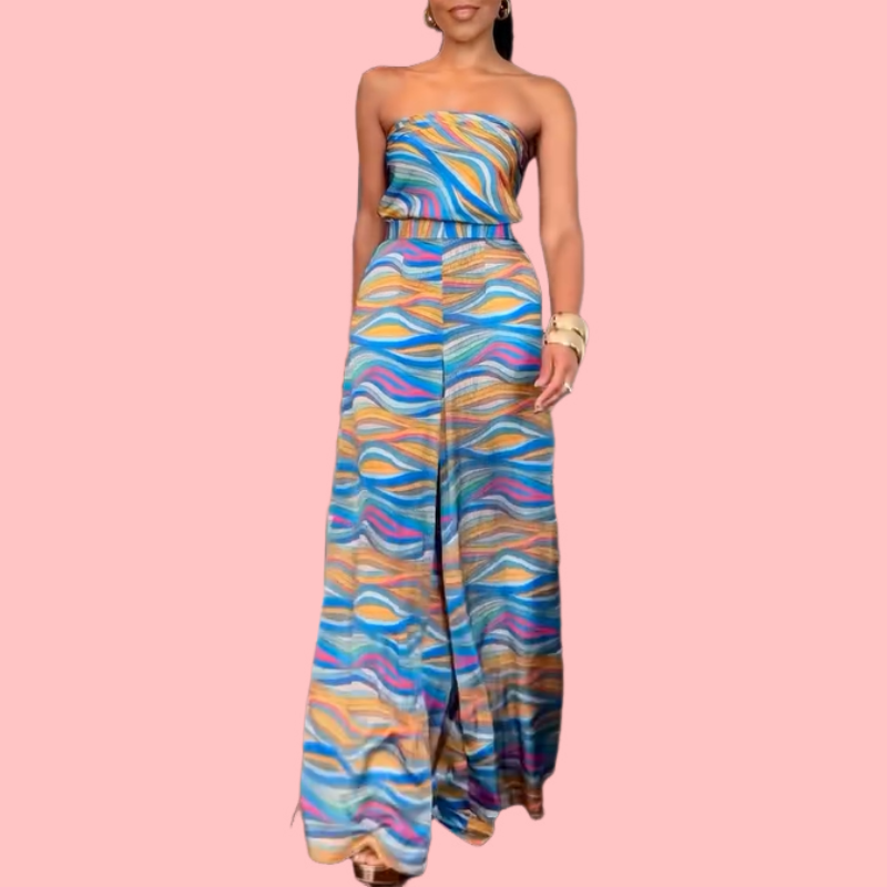 Colorful Striped Sheath Top & Pants Set