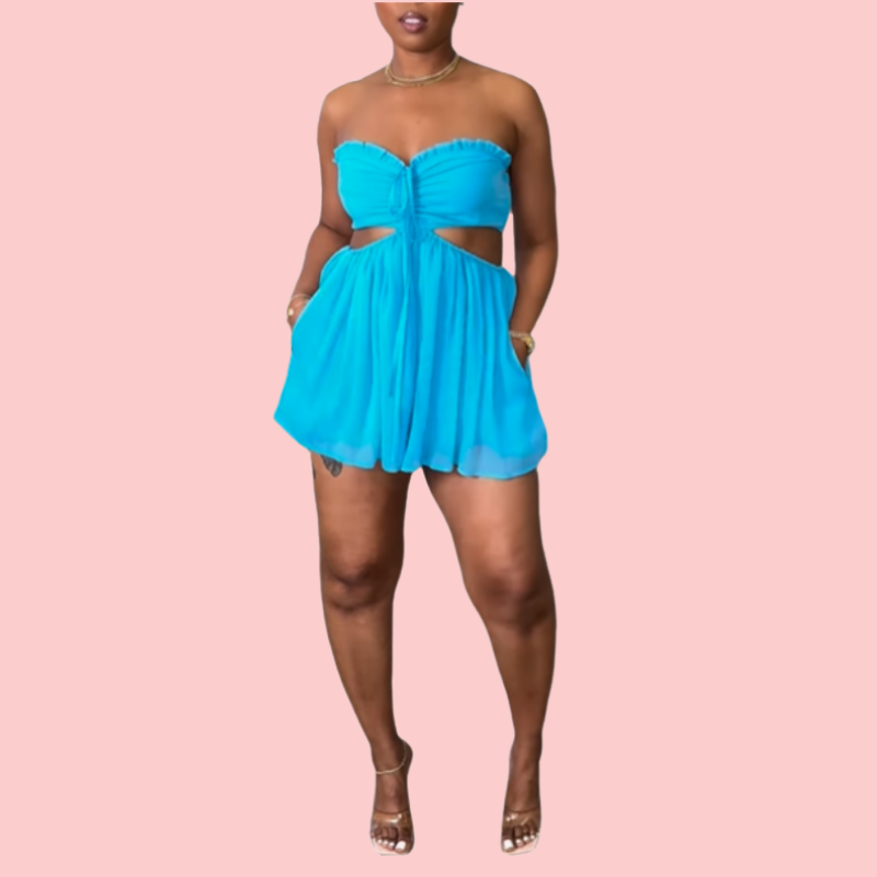 Sheath Cutout Lace-Up Romper
