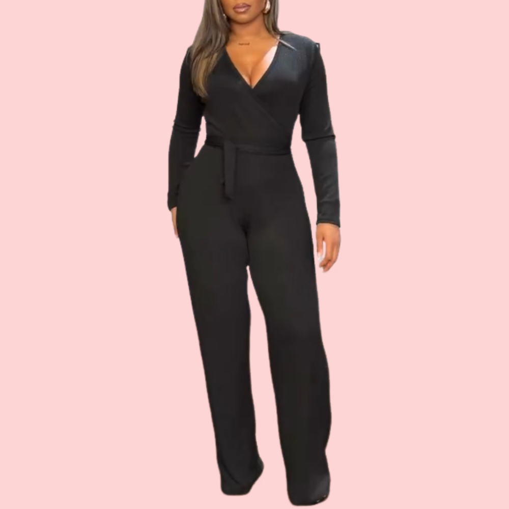 V-Neck Tie-Front Jumpsuit